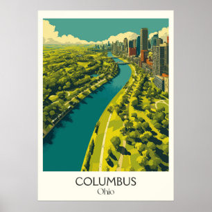 Columbus Ohio Hauptstadt City Skyline Modernes Stä Poster
