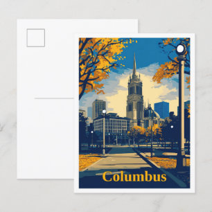 Columbus Ohio Kunst Vintage Reiseillustration Postkarte
