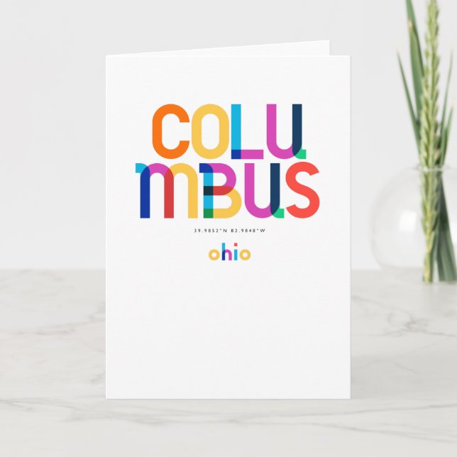 Columbus Ohio Mitte Jahrhundert, Pop Art, Karte (Vorderseite)