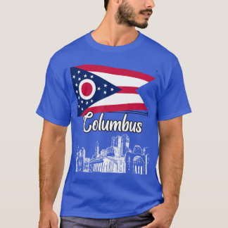Columbus Ohio OH Souvenir Skyline Flagge Design fr T-Shirt