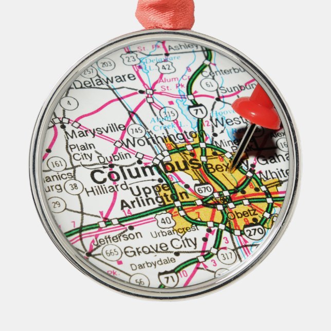 Columbus, Ohio Silbernes Ornament (Vorne)