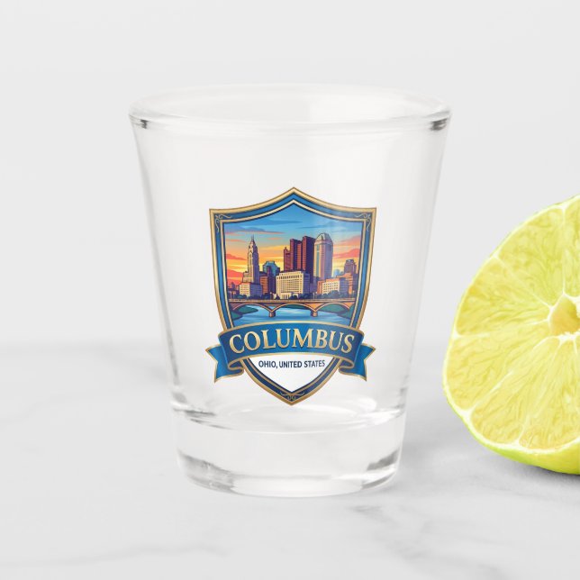 Columbus, Ohio Skyline Ohio Schnapsglas (Vorderseite)