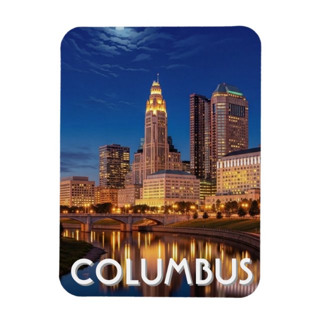 Columbus Ohio Skyline Travel Magnet (Vertikal)
