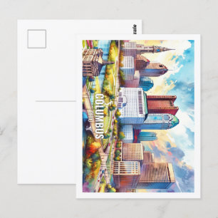 Columbus Ohio USA Berühmter Ort Aquarell Postkarte