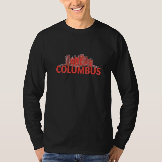 Columbus Ohio USA City Skyline Silhouette Outline  T-Shirt (Vorderseite)