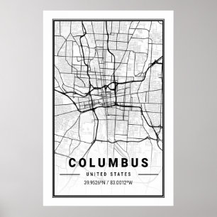 Columbus Ohio USA City Travel City Karte Poster