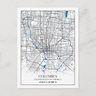 Columbus Ohio USA Travel City Map Poster Postkarte
