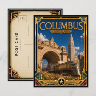 Columbus Ohio Vintage Art Deco Golden Age Postkart Postkarte