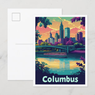 Columbus Ohio Vintage-Reiseillustration Postkarte