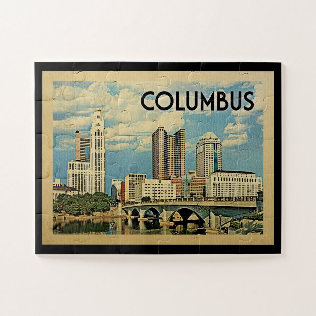 Columbus Ohio Vintage Travel Puzzle (Horizontal)