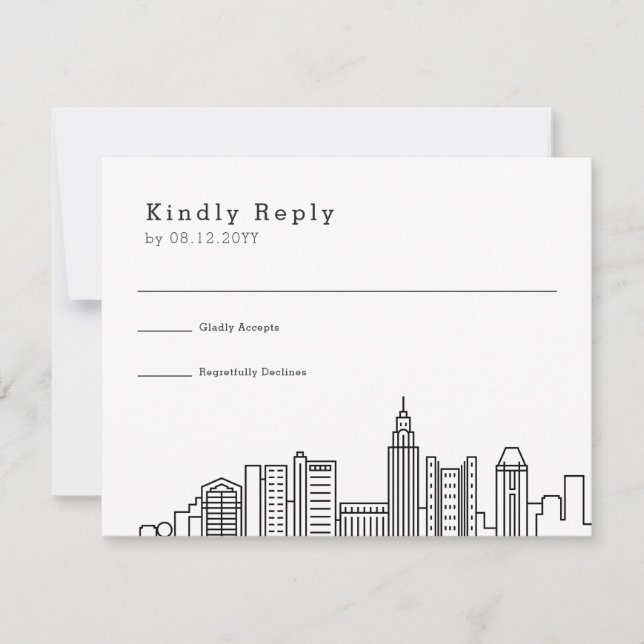 Columbus Ohio Wedding | Stylisierte City Skyline U RSVP Karte (Vorderseite)