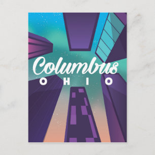 Columbus Ohio Wolkenkratzer Reiseplakat Druck. Postkarte