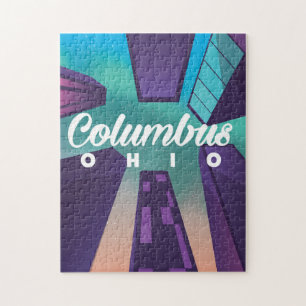 Columbus Ohio Wolkenkratzer Reiseplakatdruck. Puzzle