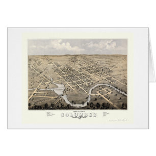 Columbus, panoramische Karte WI - 1868