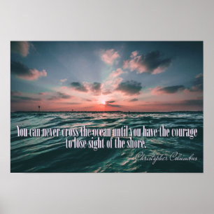 Columbus Quote Sunset Poster