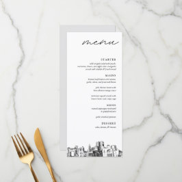 Columbus Skyline Modern Wedding Dinner Menu Menükarte