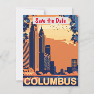 Columbus Skyline Retro-Hochzeits-Einladung Save The Date