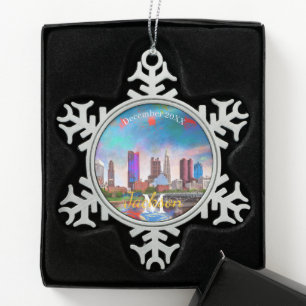 Columbus Snowflake Zinnwein Weihnachtsschmuck Schneeflocken Zinn-Ornament