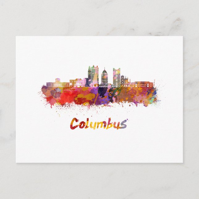 Columbus V2 skyline im Watercolor Postkarte (Vorderseite)