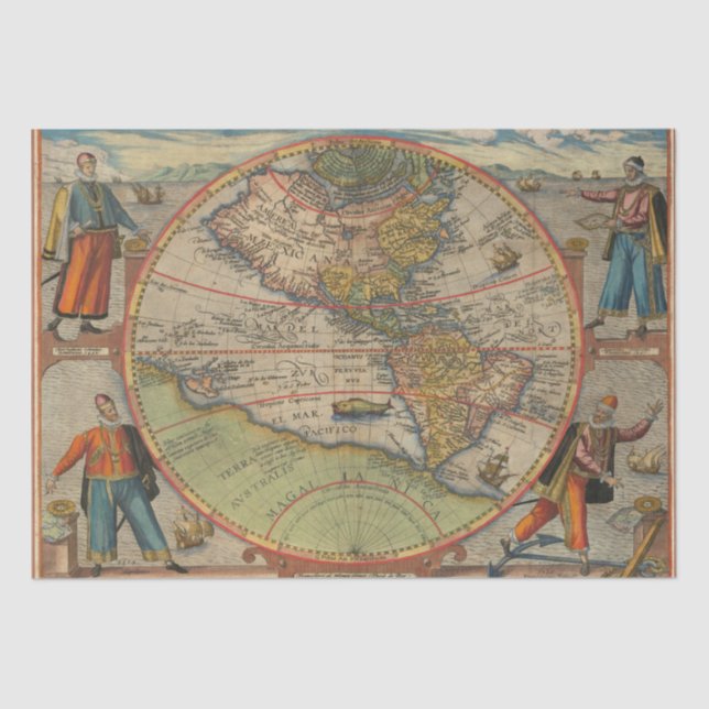 Columbus Vespucci Magellan Pizzaro Tissue Paper Seidenpapier (Vorderseite)