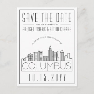 Columbus Wedding Deko Skyline Save the Date Postkarte