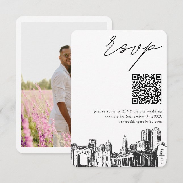 Columbus Wedding Modern UAWG QR Code Begleitkarte (Vorne/Hinten)