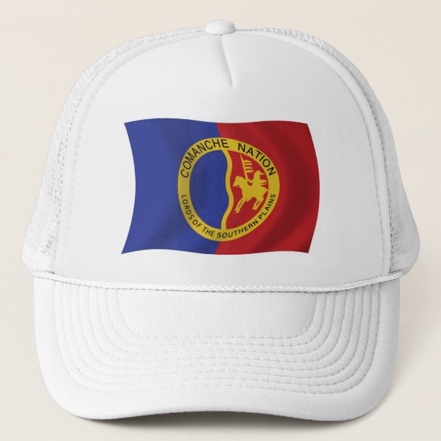 Comanche Nation Flag Hat Truckerkappe (Vorderseite)