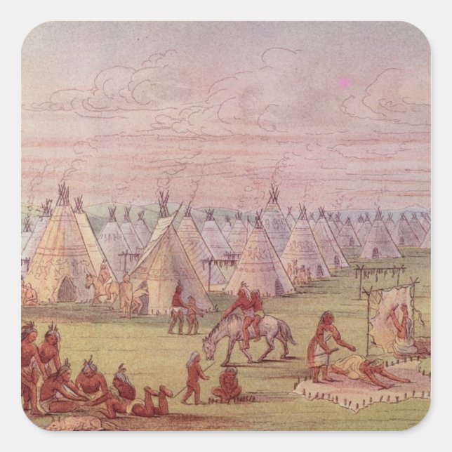 Comanchee Village Quadratischer Aufkleber (Vorderseite)