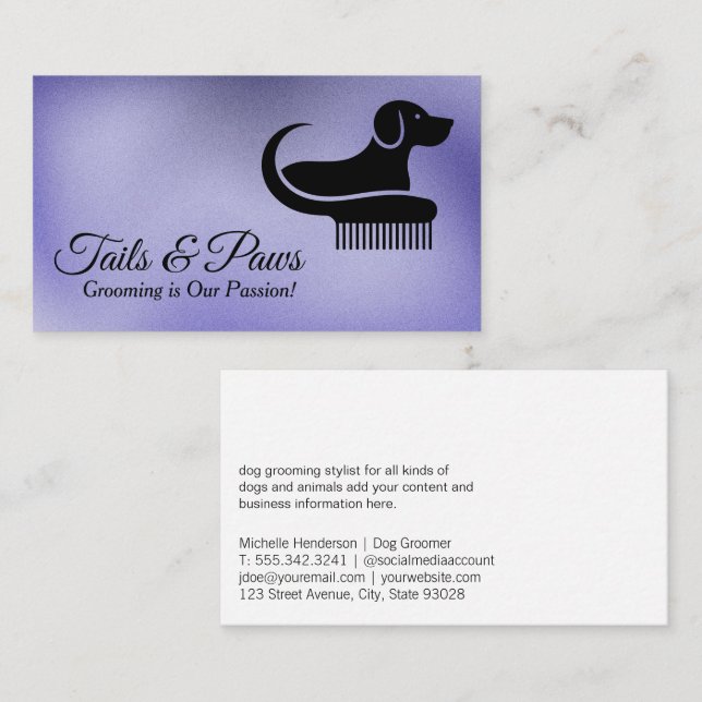 Comb Dog Grooming Logo | Tierpflege Visitenkarte (Vorne/Hinten)