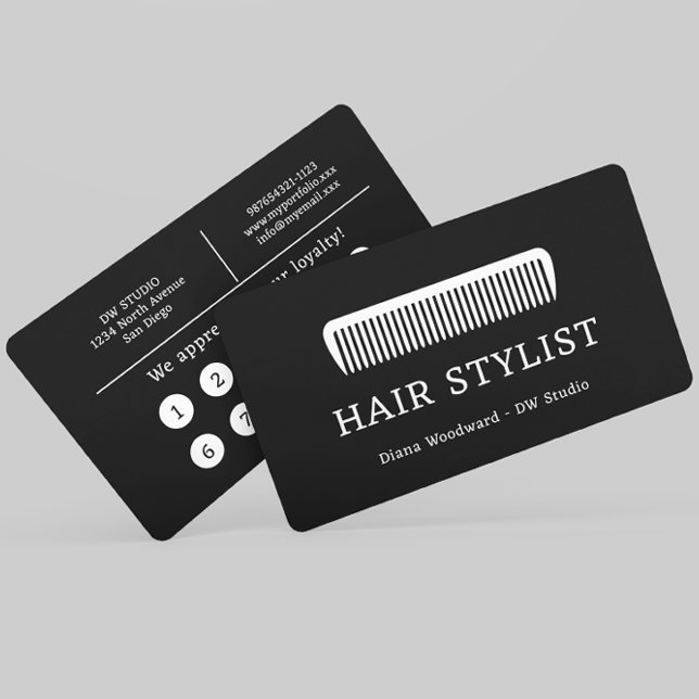 Comb Hair Stylist Friseur Flat Loyalty Card Treuekarte (Von Creator hochgeladen)