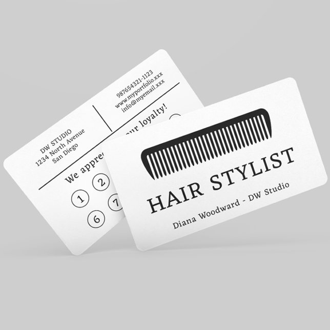 Comb Hair Stylist Friseur Flat Loyalty Card Treuekarte (Von Creator hochgeladen)