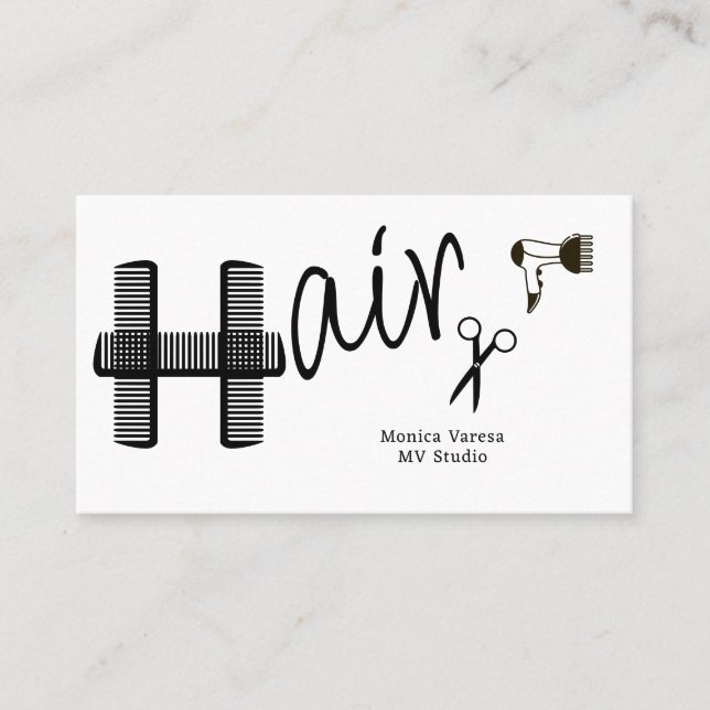 Comb Hair Stylist Hairdresser Flat Loyalty Card Treuekarte (Vorderseite)