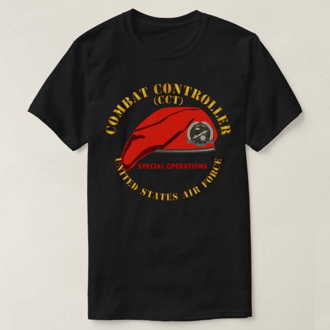Combat Control Team Abzeichen mit roter Beret SOF  T-Shirt (Design vorne)