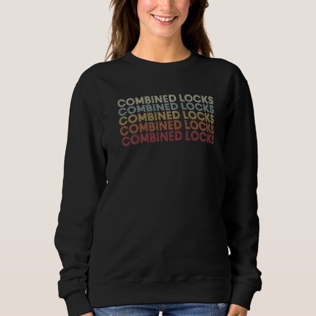 Combined Locks Wisconsin Combined Locks WI Retro V Sweatshirt (Vorderseite)