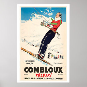 Comblou Skilift Frankreich Vintage Skiposter Poster