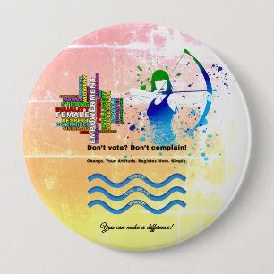 Combo Female Archer Strong Women Vote Blue Button
