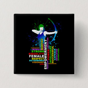 Combo Female Archer und Strong Women Word Cloud Button