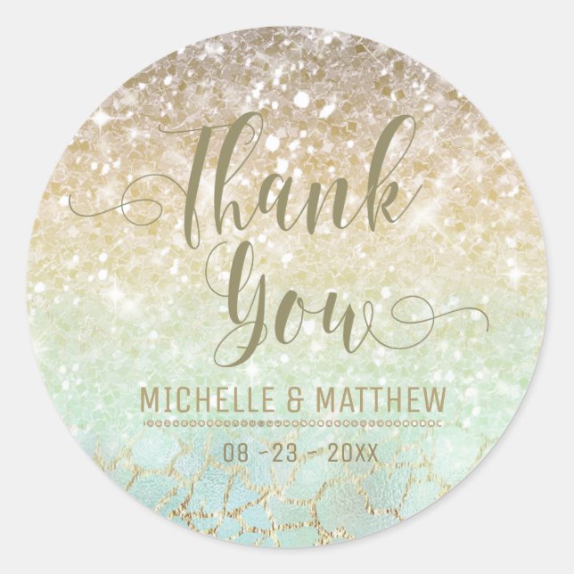 Combo Glitzer Gradient Opal Gold ID435 Runder Aufkleber (Vorderseite)