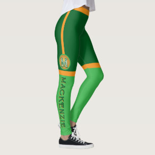 Combo GREEN ORANGE Color mit MONOGRAM Leggings
