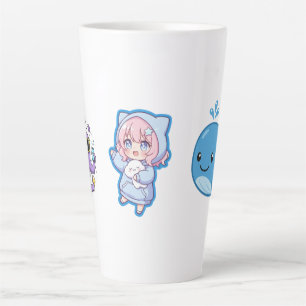 Combo Kawaii Anime, Süßer Blauer Wal und Octo-Vibe Milchtasse