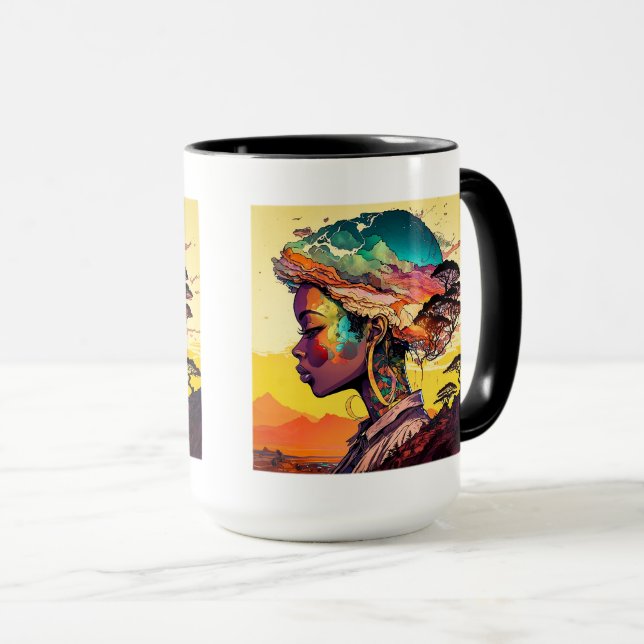 Combo-Tasse der Afrikanerin, 15 oz Tasse (VorderseiteRechts)