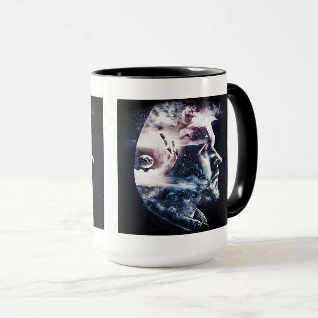 Combo-Tasse des Doppelexposure Man, 15 oz Tasse (VorderseiteRechts)