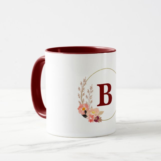 Combo-Tasse für Floral Monogramm Tasse (Vorderseite Links)