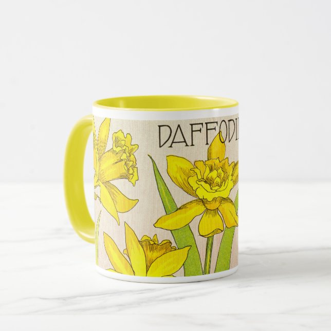 Combo Tasse mit gelbem Daffodil Design!  (Vorderseite Links)