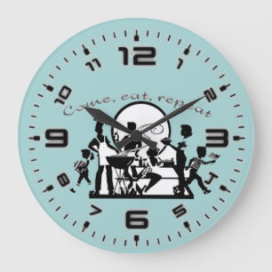 Come, eat, repeat große wanduhr