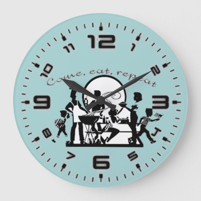 Come, eat, repeat große wanduhr (Vorderseite)