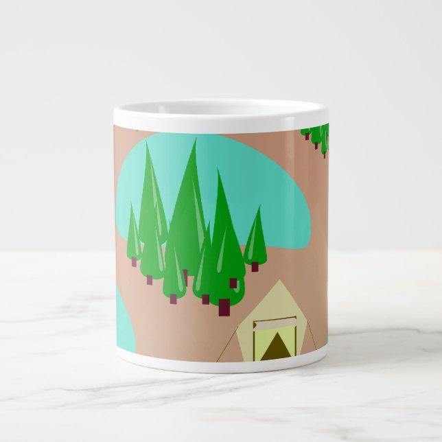 Come Go Camping Retro Style Pattern Jumbo-Tasse (Vorderseite)