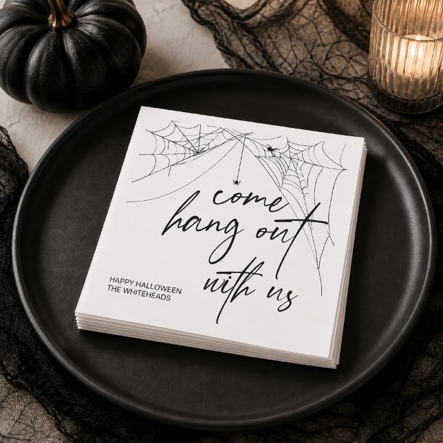 Come Hang mit uns Halloween-Party Napkins Serviette (Welcome your favorite ghosts and ghouls with this playful “Come Hang With Us” Halloween design. )