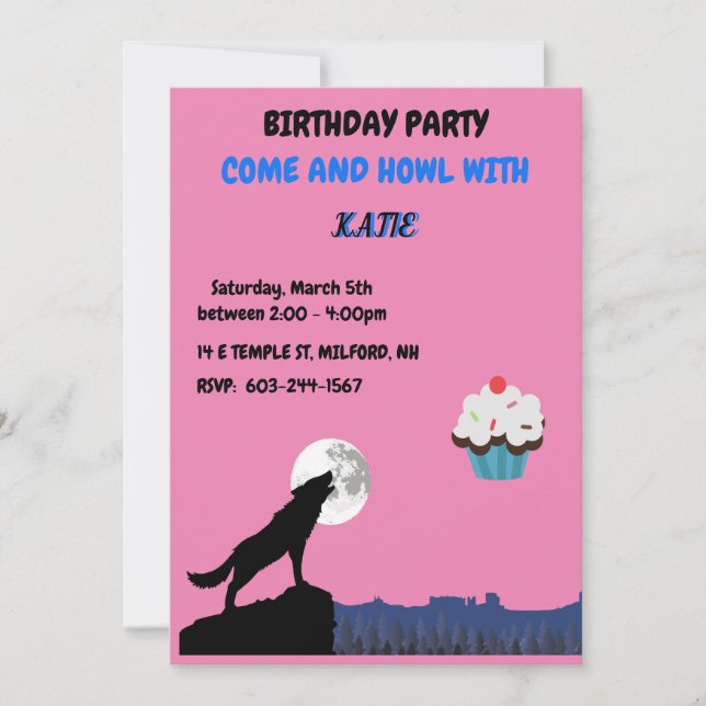 Come & "HOWL" Wolf Einladung zum Geburtstag (Vorderseite)