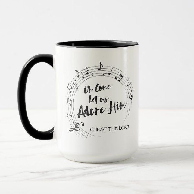 COME LIESS US ADORE Christlich Hymn 15oz Weihnacht Tasse (Links)
